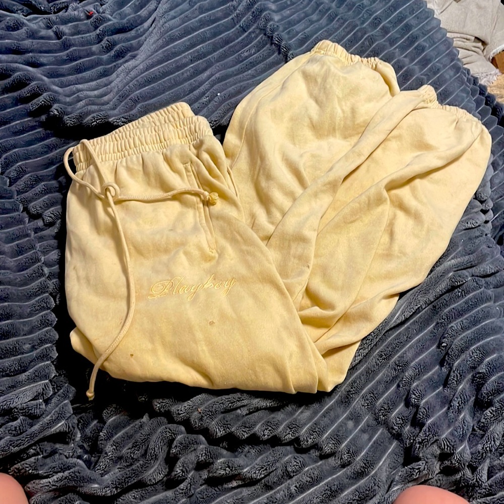 Yellow playboy sweat pants